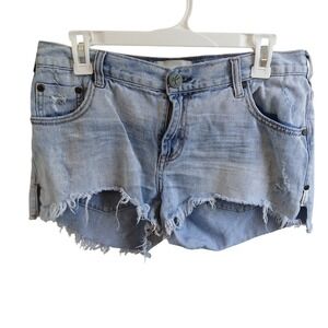 One‎ Teaspoon Marlons Bleach Destroyed Frayed Hem Denim Shorts Size 29